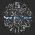 Vector Black Board Innovation Technology of save the planet