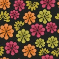 Vector black bold floral seamless repeat pattern background