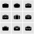 Vector black briefcase icon set