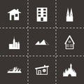 Vector black buildings icons set Royalty Free Stock Photo