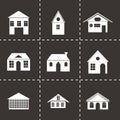 Vector black buildings icons set Royalty Free Stock Photo