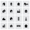 Vector black buildings icons set Royalty Free Stock Photo