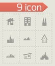 Vector black buildings icons set Royalty Free Stock Photo