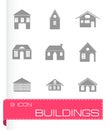 Vector black buildings icons set Royalty Free Stock Photo