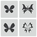 Vector black buttefly icons set