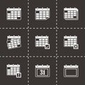 Vector black calendar icon set Royalty Free Stock Photo