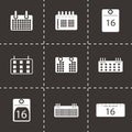 Vector black calendar icons set