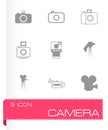 Vector black camera icon set