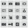 Vector black camera icons set