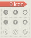 Vector black camera shutter icon set Royalty Free Stock Photo