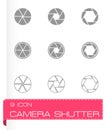 Vector black camera shutter icon set Royalty Free Stock Photo