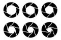 Vector black camera shutter icons set