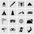 Vector black camping icon set Royalty Free Stock Photo