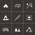 Vector black camping icons set Royalty Free Stock Photo