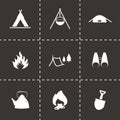 Vector black camping icons set Royalty Free Stock Photo