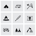 Vector black camping icons set