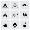 Vector black camping icons set Royalty Free Stock Photo