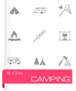 Vector black camping icons set Royalty Free Stock Photo