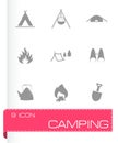 Vector black camping icons set Royalty Free Stock Photo