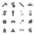 Vector black camping icons set Royalty Free Stock Photo