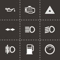 Vector black car dashboard icon set