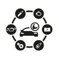 Vector black car service icon set Royalty Free Stock Photo