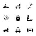 Vector black car wash icons set Royalty Free Stock Photo
