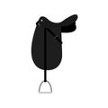 Vector black cartoon flat classical english dressage horse saddle on white