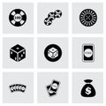 Vector black casino icon set