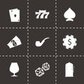 Vector black casino icons set Royalty Free Stock Photo