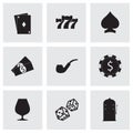 Vector black casino icons set Royalty Free Stock Photo