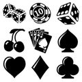 Vector black casino icons set Royalty Free Stock Photo