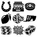 Vector black casino icons set Royalty Free Stock Photo