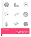 Vector black casino icons set Royalty Free Stock Photo