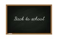 Vector black chalk board with wooden frame and message Back to school isolated on white background