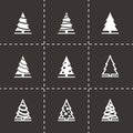 Vector black christmas tree icon set Royalty Free Stock Photo