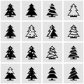 Vector black christmas tree icon set Royalty Free Stock Photo