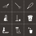 Vector black cleaning icons set Royalty Free Stock Photo