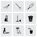 Vector black cleaning icons set Royalty Free Stock Photo