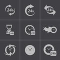 Vector black clock icons set