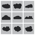 Vector black cloud icon set