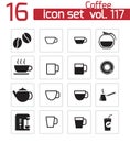 Vector black coffe icons Royalty Free Stock Photo