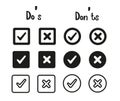 Vector black confirm icons set do`s, don`ts