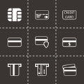 Vector black credit card icon set