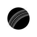 Vector black cricket ball icon. Game equipment. Professional sport, classic ball for official competitions and tournaments.