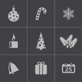 Vector black cristmas icons set Royalty Free Stock Photo