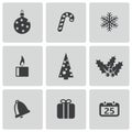 Vector black cristmas icons set Royalty Free Stock Photo