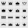 Vector black crown icon set Royalty Free Stock Photo