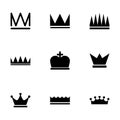 Vector black crown icons set Royalty Free Stock Photo