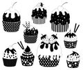 Vector Black Cupcakes Icons